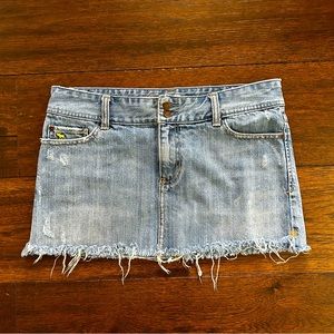 Distressed Denim Mini Skirt